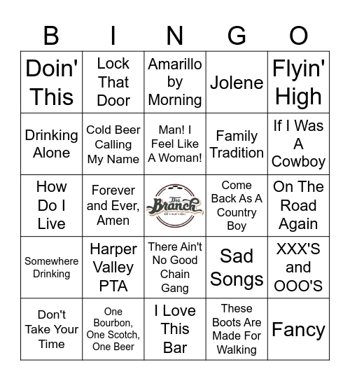 Country Music Bingo Card