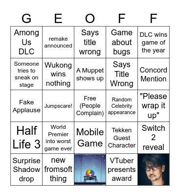 Game Awards 2024 Bingo Card