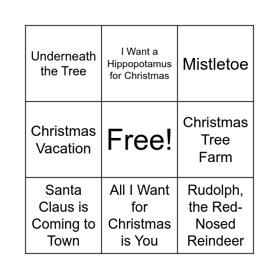 Christmas Bingo Card