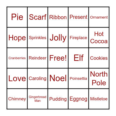 Christmas Bingo Card