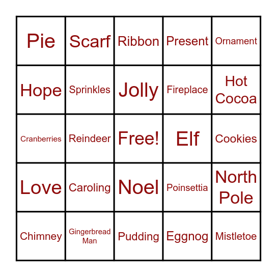 Christmas Bingo Card