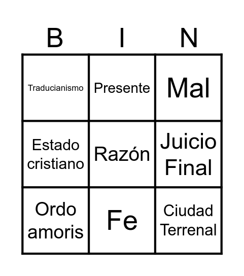 San Agustín Bingo Card