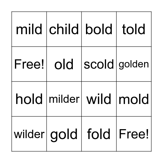 ILD and OLD BINGO Card