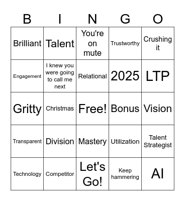 Titus Holiday Happy Hour Bingo Card