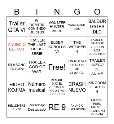 BINDO GEIM AWARDS 2024 Bingo Card