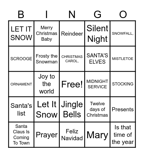 Christmas Bingo Card