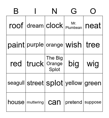 The Big Orange Splot by Daniel Pinkwater Bingo Card