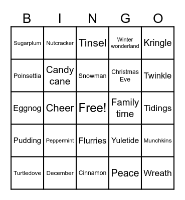 Holiday Bingo Card