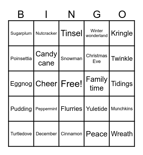 Holiday Bingo Card