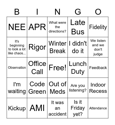 December Bingo Card