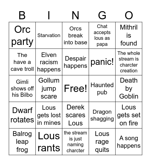 Return to HoTW Bingo Card