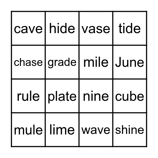 Fundations Unit 11 Bingo Card