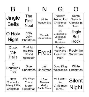 Christmas Music Bingo Card