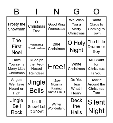 Christmas Music Bingo Card