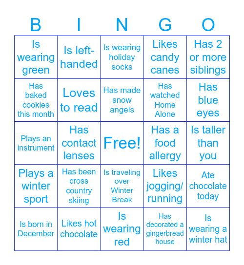 Jingle & Mingle Bingo Card