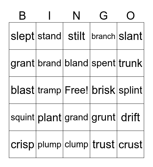 Blends Bingo Card