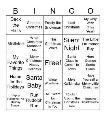 Jingle Mingle Singo Bingo Card