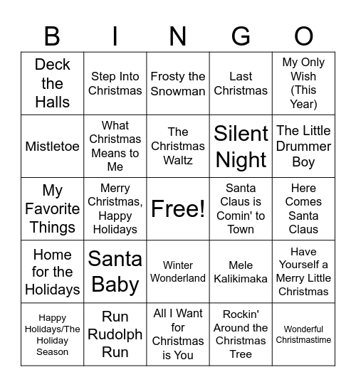 Jingle Mingle Singo Bingo Card