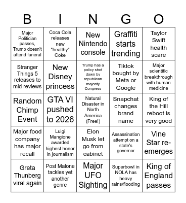 2025 Bingo Card
