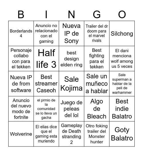 Untitled Bingo Card