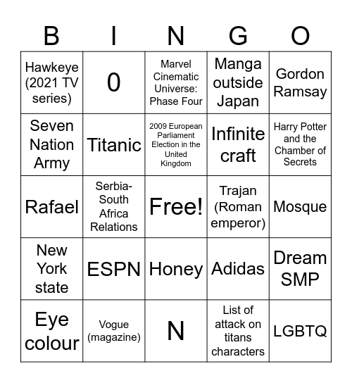 Untitled Bingo Card