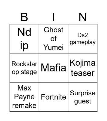 Untitled Bingo Card