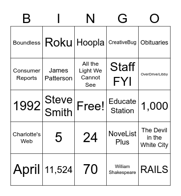 CCPLD Holiday Bingo Card