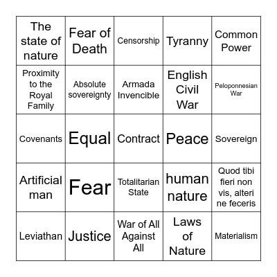 Thomas Hobbes Bingo Card