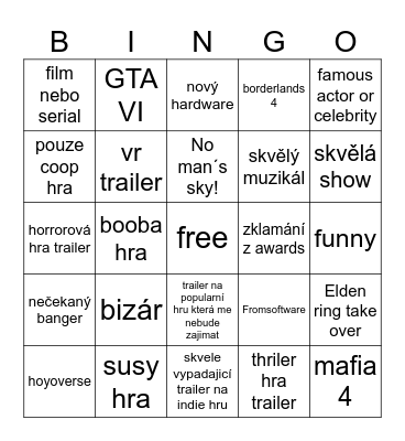 GOTY Bingo Card