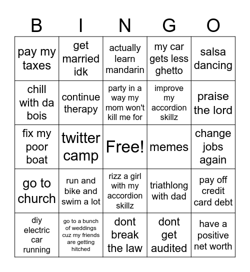 2025 BINGO CARD Bingo Card