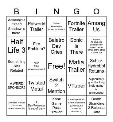 TGA 2024 - Bancha Bingo Card