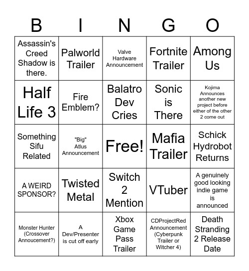 TGA 2024 - Bancha Bingo Card