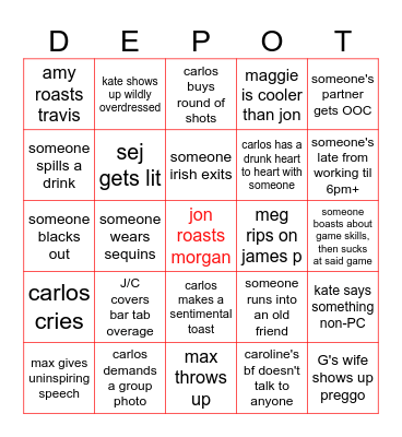 2024 holiday party Bingo Card