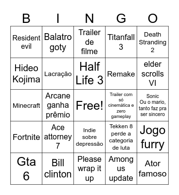 The game awards 2024 (br) Bingo Card
