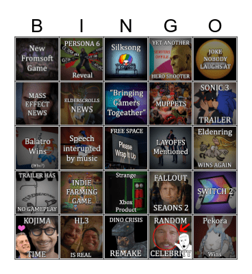 Game Awards 2024 Bingo Card