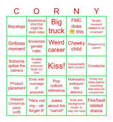 Hallmark Movie Bingo Card