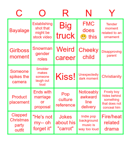 Hallmark Movie Bingo Card