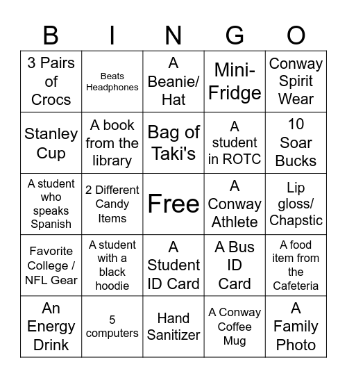 Conway Holiday Bingo Card