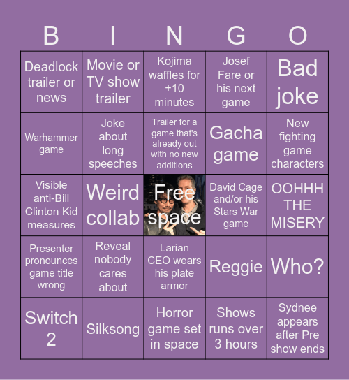 2024 Game Awards Bingo Card