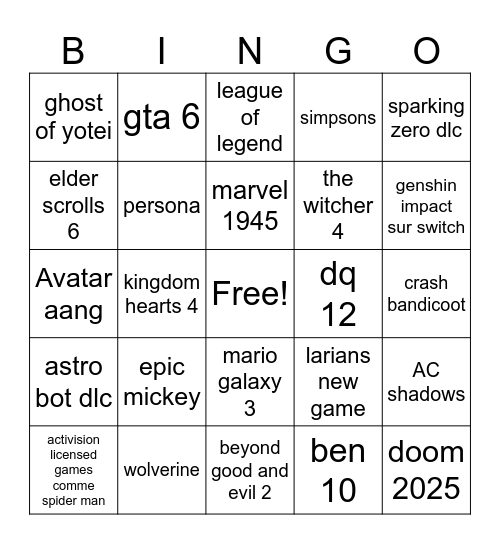 SAMIS BINGO Card