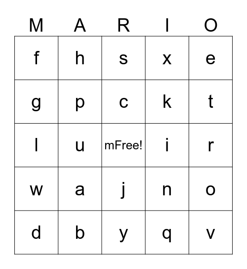 Paper Mario Finale Bingo Card