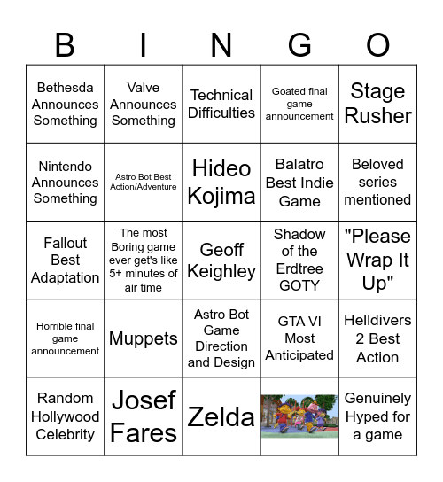 The Game Awards Bingo Card