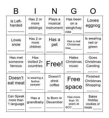 Mix and Mingle Bingo! Bingo Card