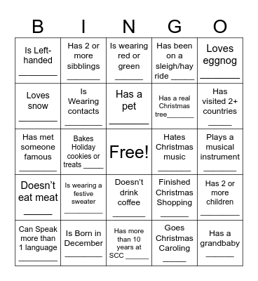 Mix and Mingle Bingo! Bingo Card