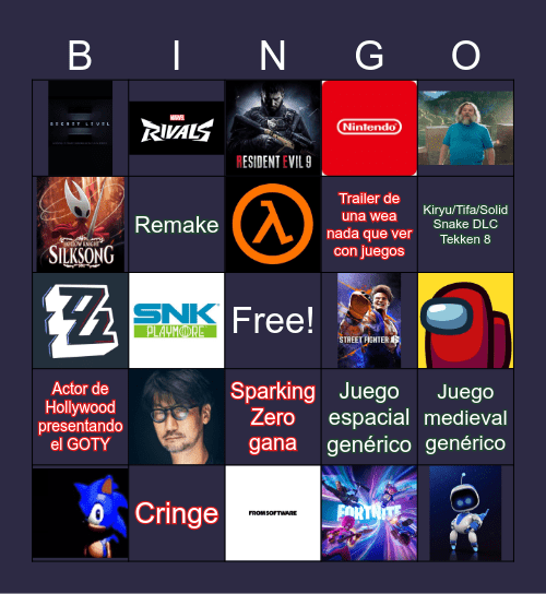 Doritos Awards Bingo Card