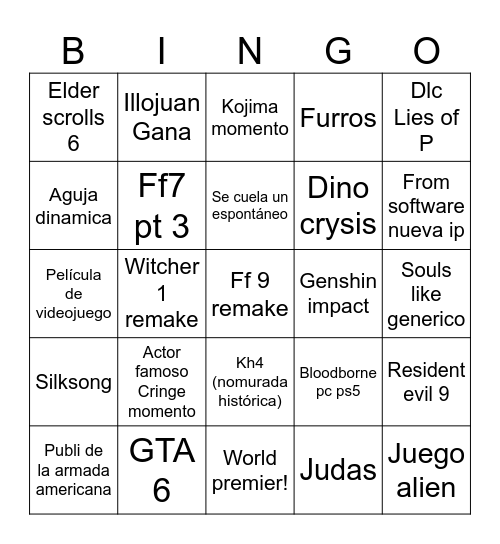 Lawis y BegoMori Game awards 2024 Bingo Card