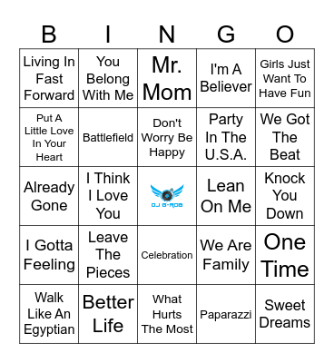 Kid's Bop 2 Bingo Card