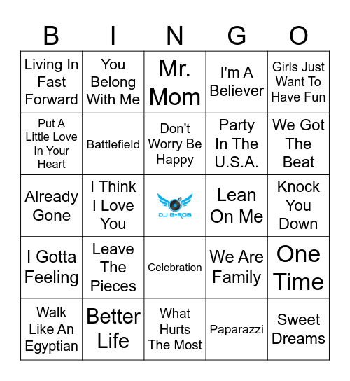 Kid's Bop 2 Bingo Card