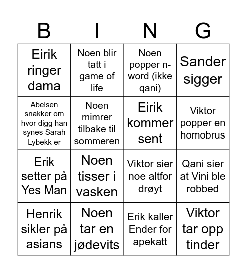 Bingo Ender Bingo Card