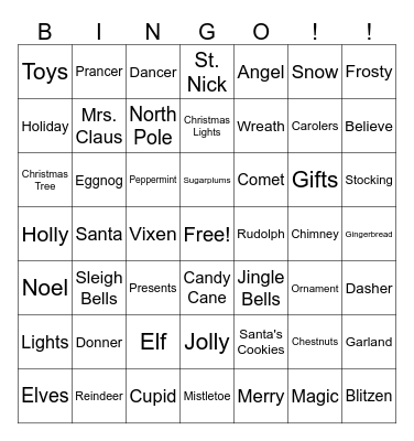CHRISTMAS BINGO Card